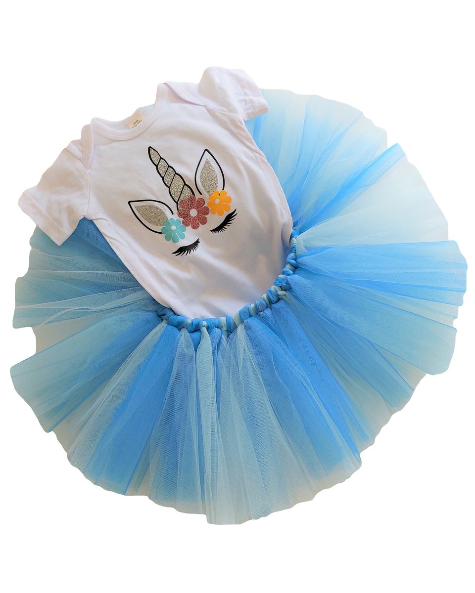 Cute Blue Baby Girls Tutu Outfit Unicorn With Flowers Buy Online in