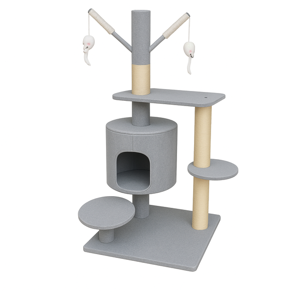 Multi-Level Cat Tree Tower with Scratching Posts &amp; Play Toys - 100cm Height