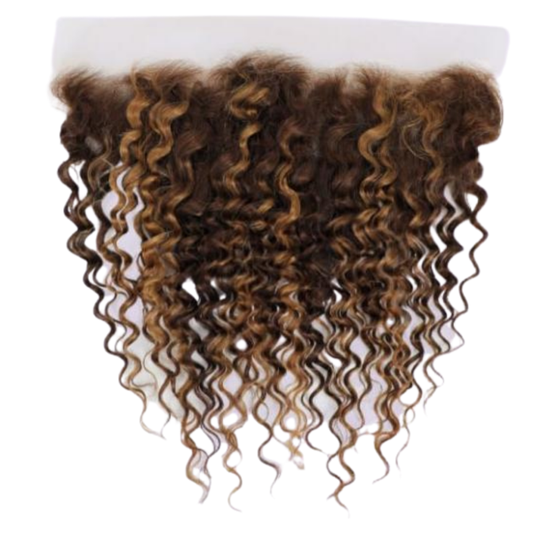 13x4 HD Lace Frontal Closure Only Human Hair Deep Wave Honey Blonde 10 Inch
