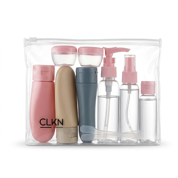 TravelEase 11-Piece Refillable Toiletry Bottle Set- CLKN