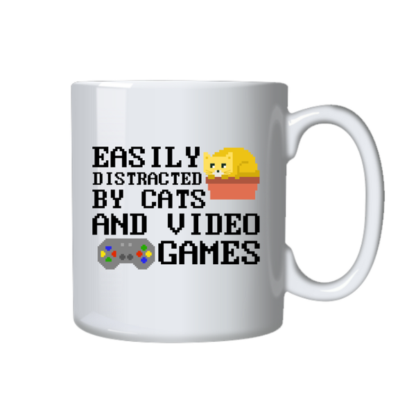 Pets Coffee Mug - Easily Distracted By Cats And Video Games