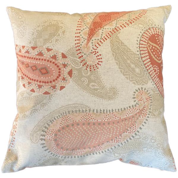 Pillow/Cushion Cover Beige, Peach Paisley