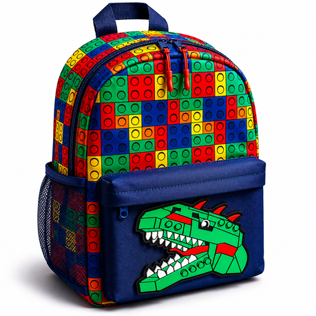 SQUIGGLE Dino Blocks Fashion Kids Boys Backpack - Fun & Durable Design Image