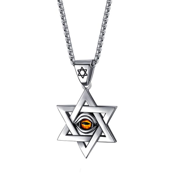 Silver Dragons Eye Star Pendant Necklace (NL-GX1569-S)