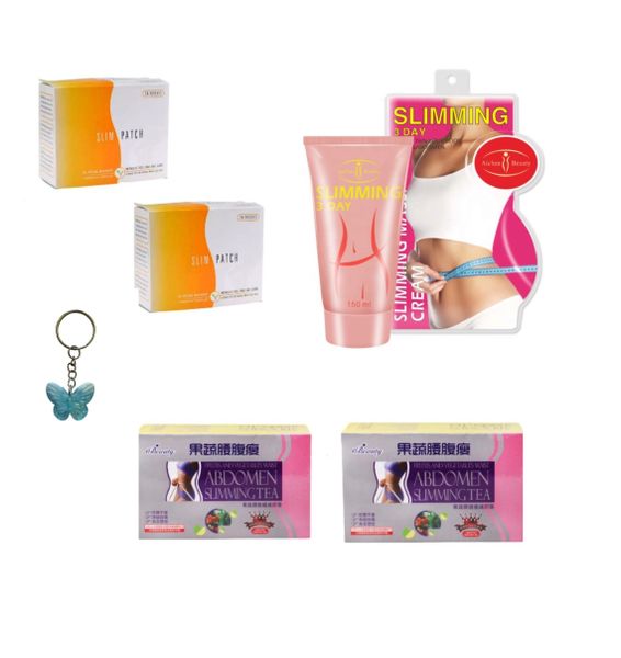 Slimming Combo- Aichun Cream, Abdomen Tea X2, 60 Slimming Patches &amp; Keyring