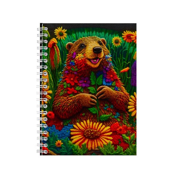 Embroidered GROUNDHOG Notebook Animal Gift Idea Notepad Pad 100