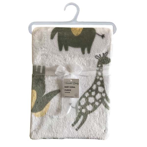 White Giraffe Coral Fleece Baby Blanket- 75x100cm