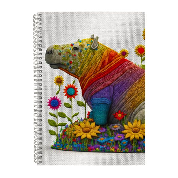Embroidered HIPPOPOTAMUS Notebook Animal Gift Idea A4 Notepad Pad 101