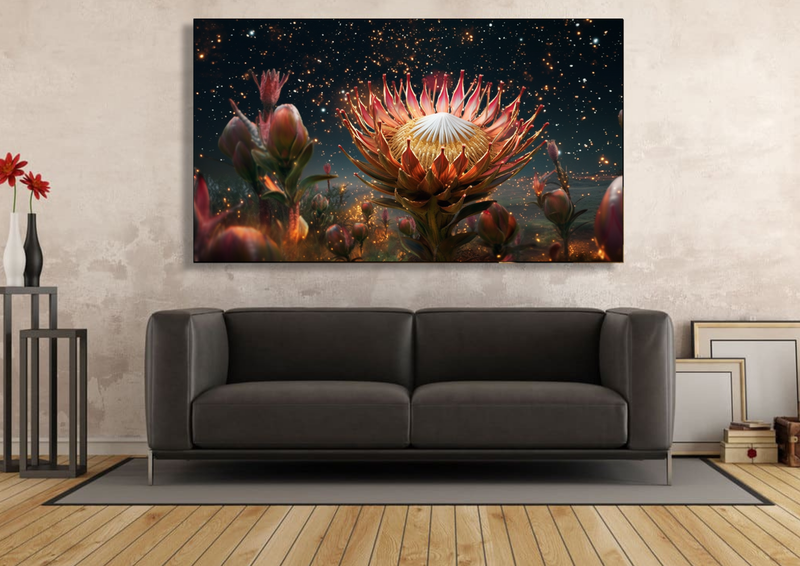 Canvas Wall Art - Protea Cosmos Abstract - IM0332