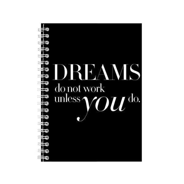 Dreams A5 Notebook Spiral Lined Motivational Saying Graphic Notepad Gift224