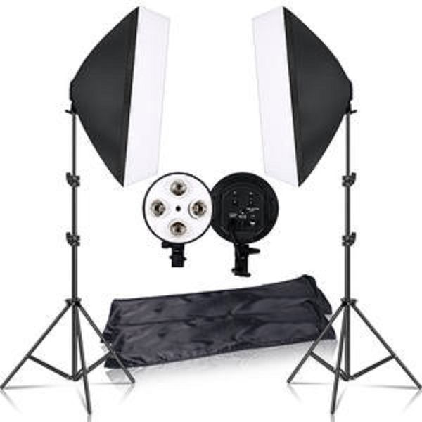 4-Socket E27 Lamp Holder Softbox Light Stands