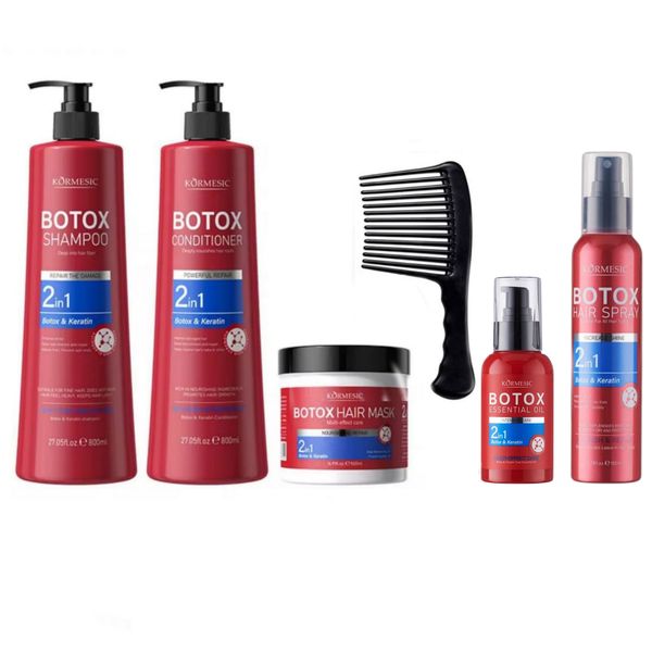 Kormesic Keratin &amp; Botox 2-in-1 Set- Shampoo Conditioner Mask Spray &amp; Oil