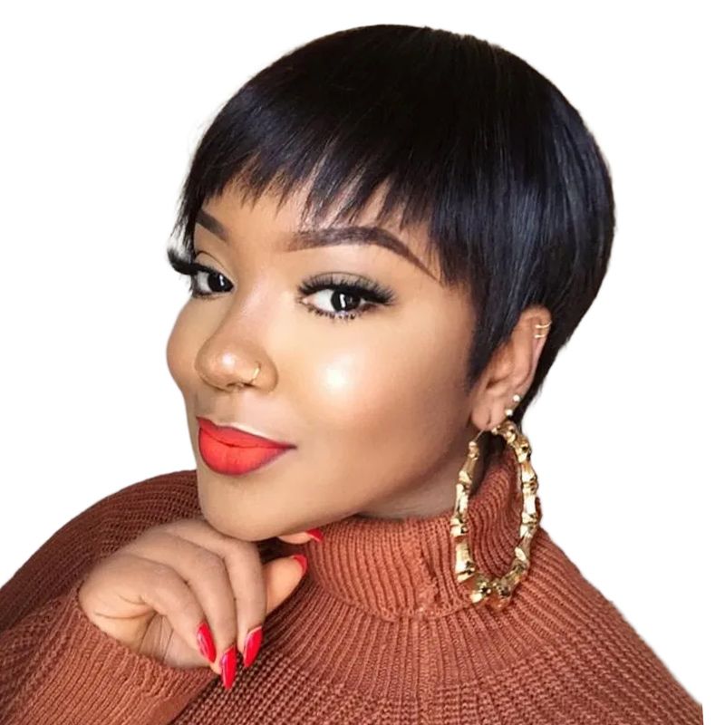 Short Pixie Cut Straight Wigs Brazilian Glueless Wigs-Golden Perfect