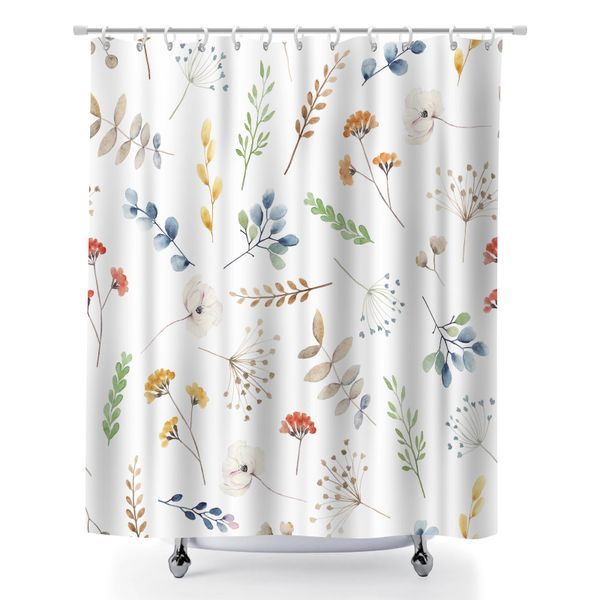 Flower Shower Curtain for Bathroom, 180x180cm Decorative Shower Curtain