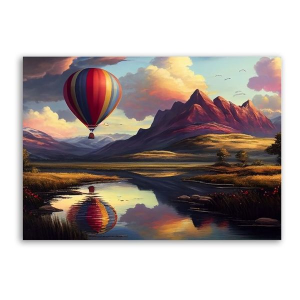 Hot Air Balloon Canvas Abstract Wall Art
