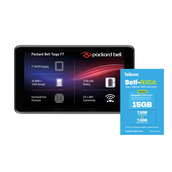 Packard Bell Targa F7 7" LTE + WIFI 3GB+32GB Tablet + Free 15GB Telkom Sim