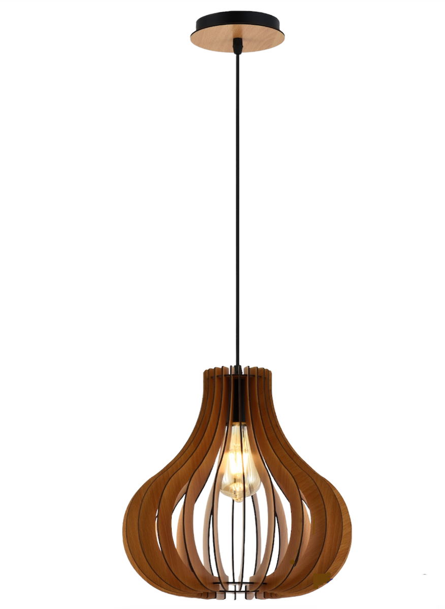 Curved Wooden Pendant Light