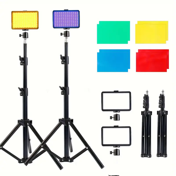2 x 8Inch Portable Video Lighting LED Super Slim Studio Light With Stand