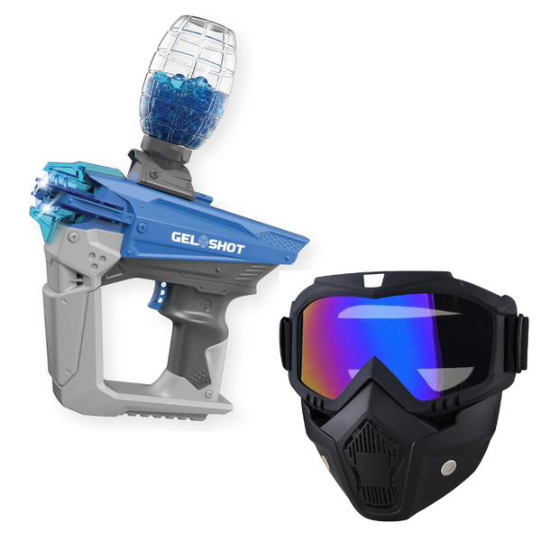 Blue Gel Shot Blaster + Battle Mask - Bundle Pack Weapon Pack for Kids