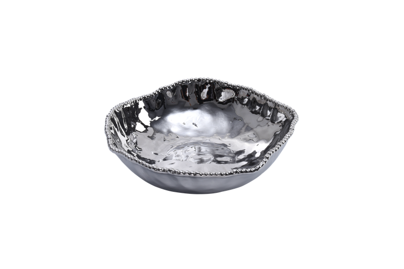 Pampa Bay Porcelain Bowl with Titanium Coating and Beaded Rim 36cm