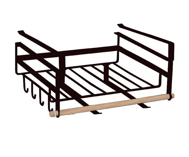 Multi Purpose Under-Shelf Metal Storage Basket with Towel Rack
