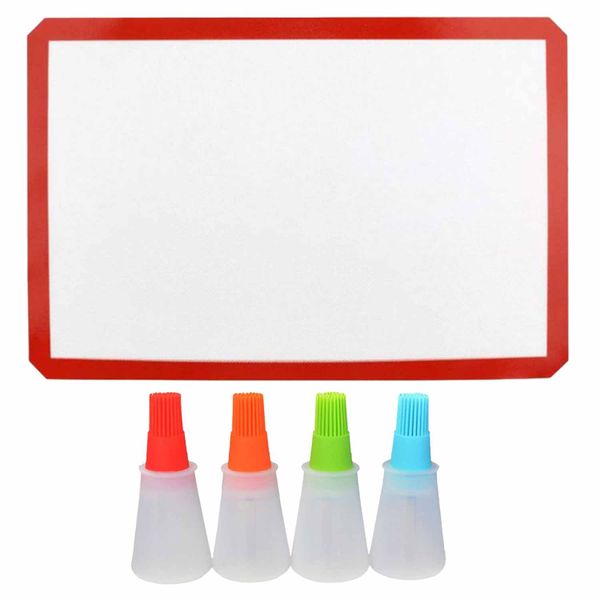 Silicone Fibre Glass Baking Mat With 4 Silicone Basting Brushes