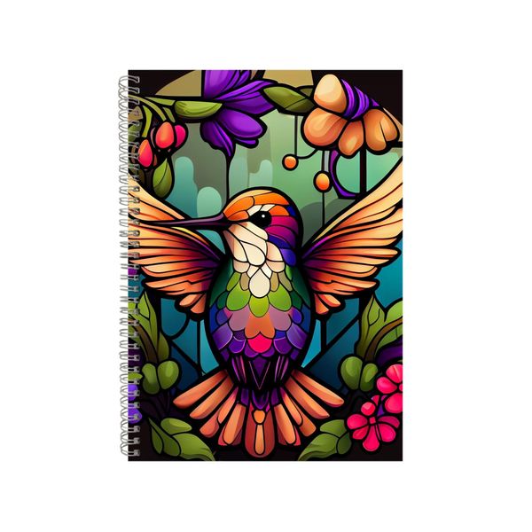 Cartoon Hummingbird Stained Glass Notebook Gift Idea A4 Notepad Pad 89