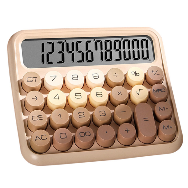 12 Digit Cute Calculator, Mechanical Switch Design,Gradient Brown