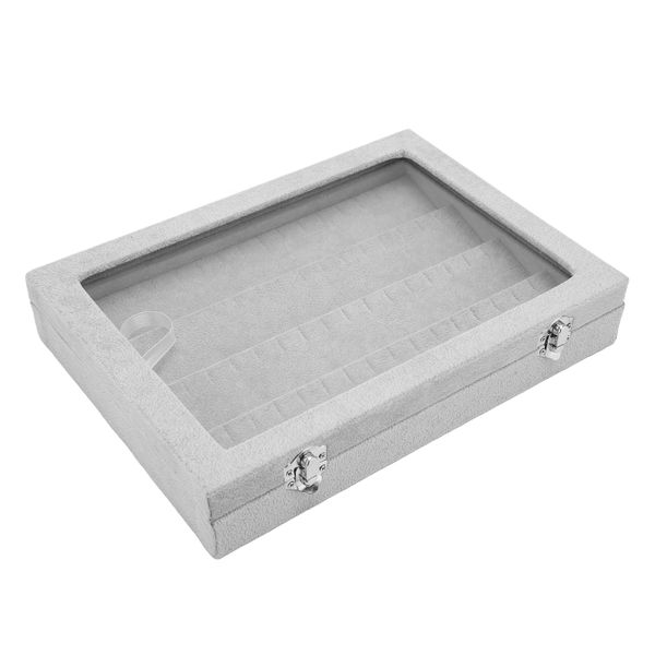 Glass Pin Display Case - Dustproof Medal/Badge Box (Grey)