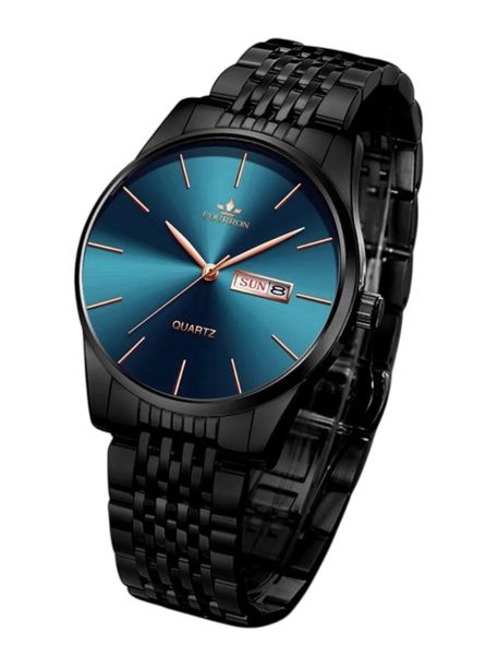 Fourron - Men Stainless Steel Strap Round Pointer Quartz Watch