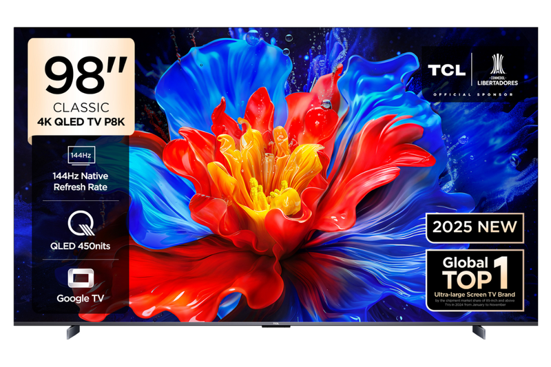 TCL 98P8K QLED Smart TV - 98" 4K UHD, 144Hz, ONKYO 2.1 Audio
