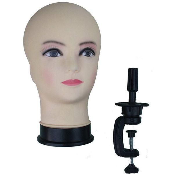 Mannequin Doll Head &amp; Adjustable Clamp Table Holder