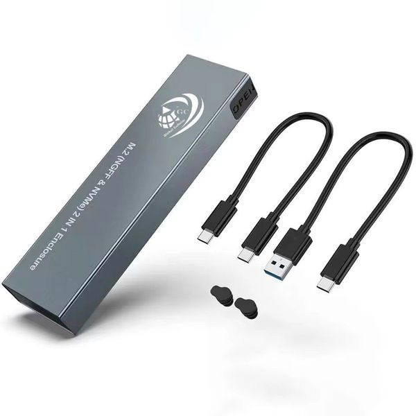 M.2 NVMe &amp; SATA SSD Enclosure/External Case USB 3.1 Gen 2 Type-C 10Gbps- GC