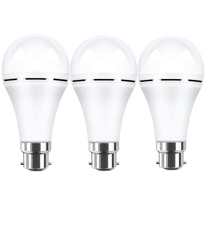 9W Loadshedding Rechargeable LED Light Bulb B22 - Cool White - 3-PACK ...