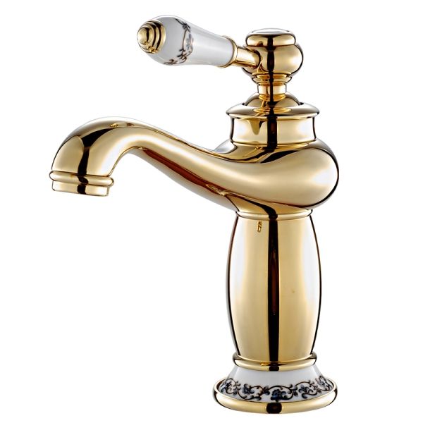 Golden Single Handle Chrome Bathroom Mixer Faucet Tap