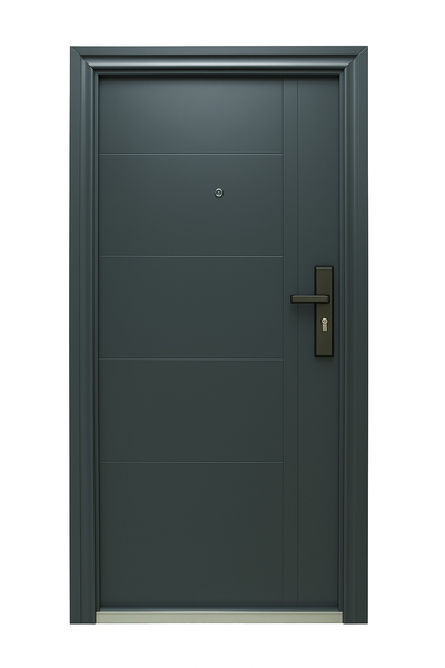 ZYS 4-Panel Steel Door with Frame - Charcoal Finish