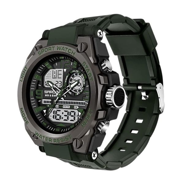 Sanda Men's Dual Display Sports Watch Style Water Resistant Alarm