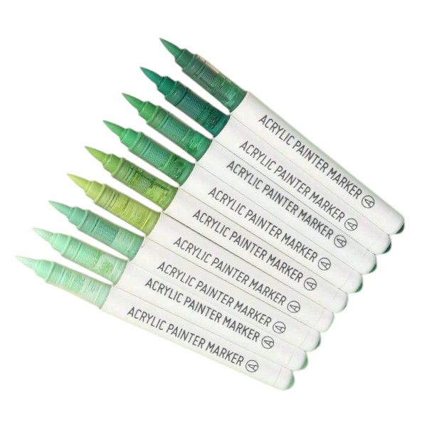 Water-Based Acrylic Painter Marker Set - Green Tones