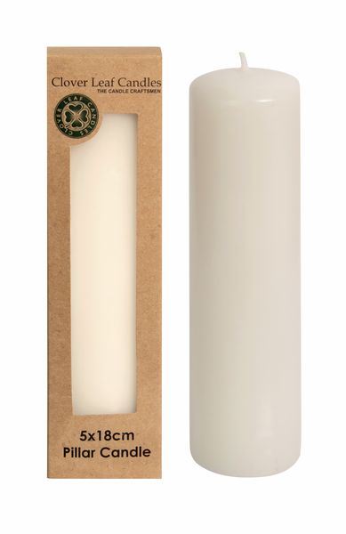 6 x Clover Leaf Candles - Decor Pillar Candle - 5 x 18cm - White
