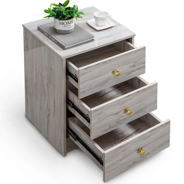 Side Table High Gloss Nightstand Bedside Table Storage Drawer Cabinet
