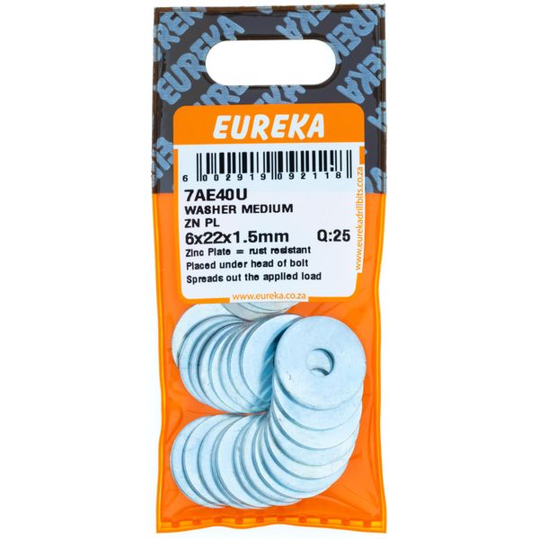 EUREKA Medium Body Washer Zinc Plated 6 x 22 x 1.5mm Q:25 7AE40U