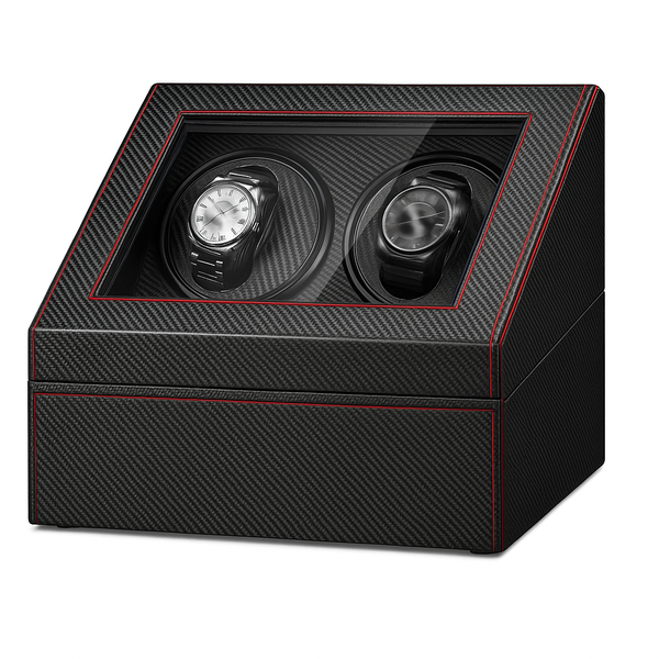 Automatic Rotation Watch Winder 4+6 Carbon Fiber Watch Display Box - Black