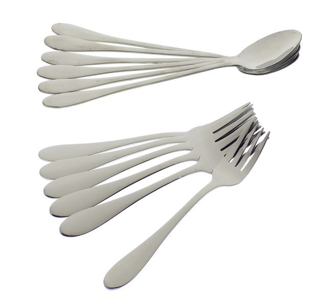 Elegant 6 Pieces Long Tea Spoons + 6 Pieces Cake Forks - Combo