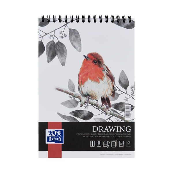 Oxford A4 Drawing Pad, 50 Sheets, 160g Acid Free Paper, Spiral Bound