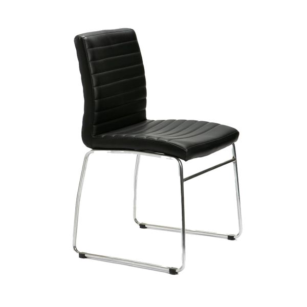 Mia Leather Touch Chrome Dining Chair - Black