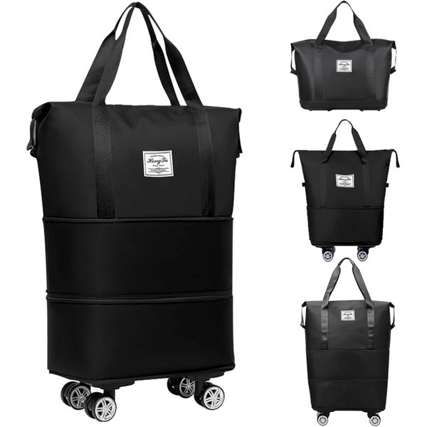 Wheeled Travel Bag with Expandable Bottom &amp; Removable Wheels