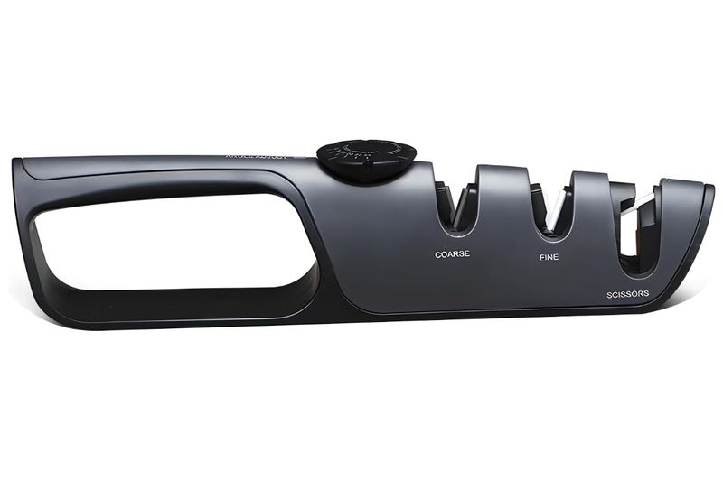 Knife Sharpener, Coarse and Fine Slots, Scissor Sharpening Slot