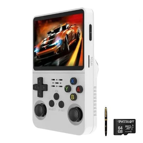 R36S Handheld Gaming Console with 15k Games + 64 GB SD &amp; Apex Pen - Black