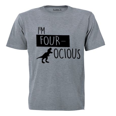 I'm FOUR-ocious - Kids T-Shirt - Grey