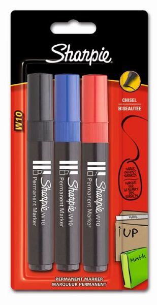 Sharpie W10 Chisel permanent marker 3pk
